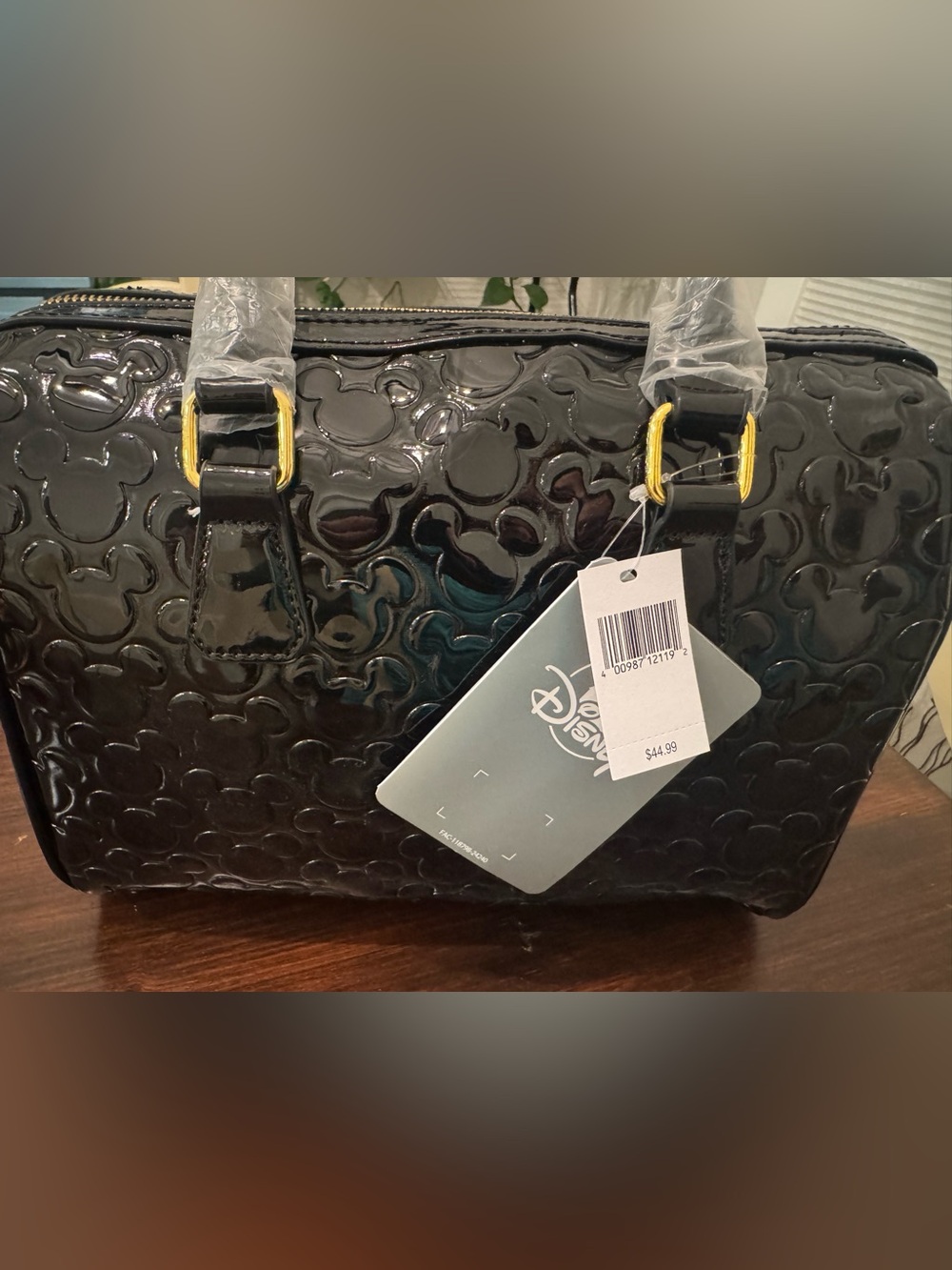 🖤 Disney Mickey Mouse Black Patent Embossed Satchel Handbag – NWT